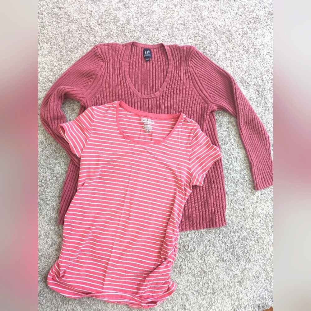 Maternity shirts. Tee and long sleeve. L/XL. Gap/Great expectations.